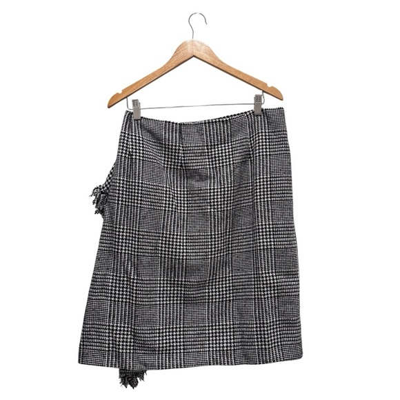 NWT Mare Mare x Anthropologie Houndstooth Fringe Mini Skirt Preppy Black White L - Picture 6 of 12